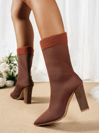 Thumbnail for Mesh Point Toe Block Heel Boots