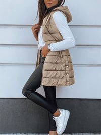 Thumbnail for Plus Size Zip Up Hooded Vest Coat