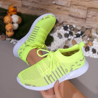 Thumbnail for Breathable Leopard Mesh Lace Up Sneakers