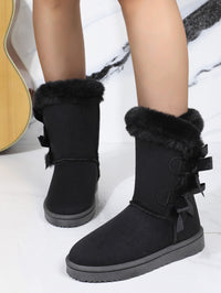 Thumbnail for Bow Thermal Faux Fur Suede Boots