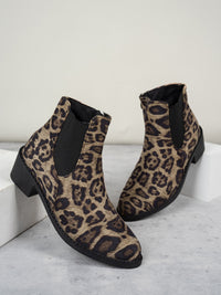 Thumbnail for Leopard Point Toe Block Heel Boots