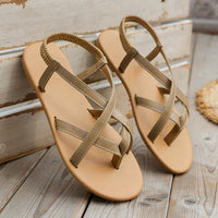 Thumbnail for PU Leather Crisscross Flat Sandals