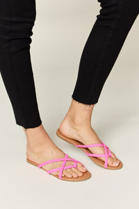 Thumbnail for WILD DIVA Crisscross PU Leather Open Toe Sandals