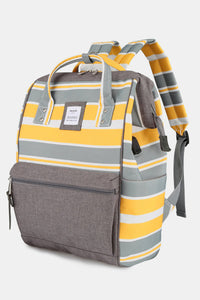 Thumbnail for Himawari Striped Waterproof Nylon Backpack Bag with Side Pockets