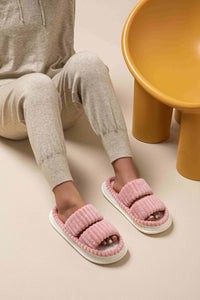 Thumbnail for Open Toe Fluff Platform Slippers