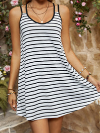 Thumbnail for Striped Scoop Neck Double Strap Cami Dress