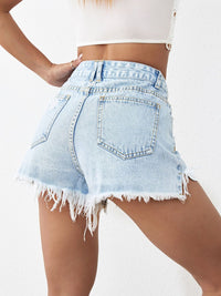 Thumbnail for Distressed Raw Hem Denim Shorts