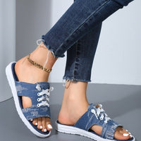 Thumbnail for Open Toe Lace Up Sandals