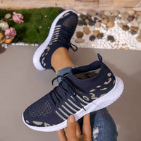 Thumbnail for Breathable Leopard Mesh Lace Up Sneakers