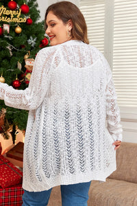 Thumbnail for Plus Size Openwork Open Front Long Sleeve Cardigan