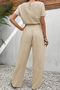 Thumbnail for Round Neck Short Sleeve Top and Pants Set