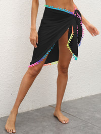 Thumbnail for Rainbow Pompom Trim Swim Skirt