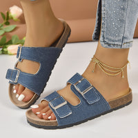 Thumbnail for Open Toe Double Buckle Sandals