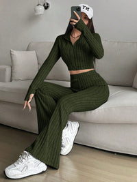 Thumbnail for Honey Zip Up Long Sleeve Top and Pants Set