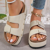 Thumbnail for PU Leather Studded Platform Sandals