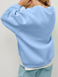 Thumbnail for Round Neck Dropped Shoulder Long Sleeve Sweatshirt