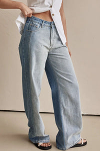 Thumbnail for Contrast Straight Leg Jeans with Pockets