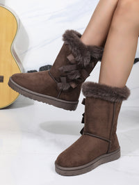 Thumbnail for Bow Thermal Faux Fur Suede Boots