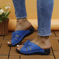 Thumbnail for Tied Open Toe Low Heel Sandals