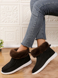 Thumbnail for Faux Fur Suede Round Toe Sneakers