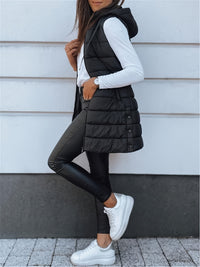 Thumbnail for Plus Size Zip Up Hooded Vest Coat