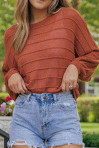 Thumbnail for Round Neck Long Sleeve Knit Top