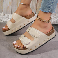 Thumbnail for PU Leather Studded Platform Sandals