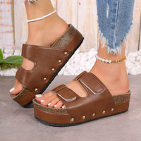 Thumbnail for PU Leather Studded Platform Sandals