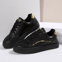 Thumbnail for PU Leather Round Toe Flat Sneakers