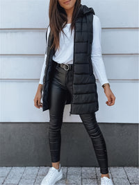 Thumbnail for Plus Size Zip Up Hooded Vest Coat