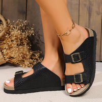 Thumbnail for PU Leather Buckle Sandals