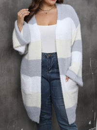 Thumbnail for Plus Size Open Front Long Sleeve Cardigan