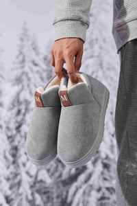 Thumbnail for Letter M Suede Round Toe Slippers