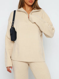 Thumbnail for Quarter Zip Long Sleeve Top and Pants Set