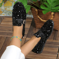 Thumbnail for Sequin Round Toe Slip-Ons