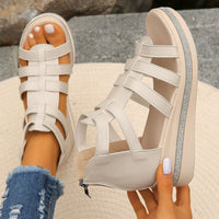 Thumbnail for Cutout Rhinestone Trim Wedge Sandals