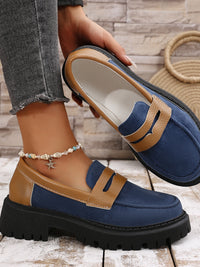 Thumbnail for Contrast Suede Platform Loafers