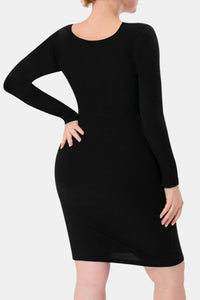 Thumbnail for Basic Bae Full Size Built-In Shapewear Square Neck Long Sleeve Dress