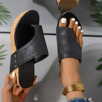 Thumbnail for PU Leather Wedge Sandals