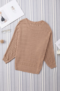 Thumbnail for Round Neck Long Sleeve Knit Top