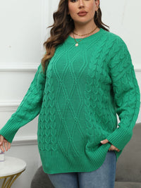 Thumbnail for Plus Size Round Neck Long Sleeve Sweater