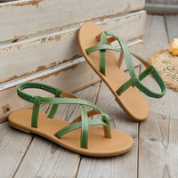 Thumbnail for PU Leather Crisscross Flat Sandals