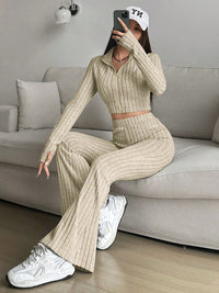 Thumbnail for Honey Zip Up Long Sleeve Top and Pants Set