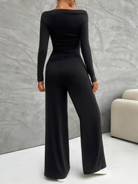 Thumbnail for Devine Long Sleeve Top and Wide Leg Pants Set