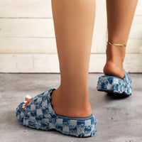 Thumbnail for Plaid PU Leather Platform Sandals