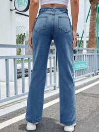 Thumbnail for Slit High Waist Jeans with Pockets