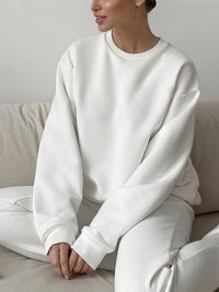 Thumbnail for Round Neck Dropped Shoulder Long Sleeve Sweatshirt