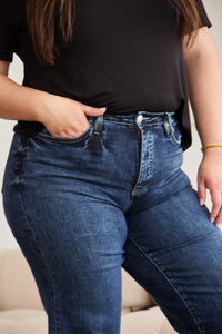Thumbnail for RFM Full Size Tummy Control High Waist Raw Hem Jeans