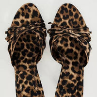 Thumbnail for Bow Leopard Kitten Heel Sandals