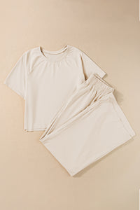 Thumbnail for Round Neck Short Sleeve Top and Pants Set